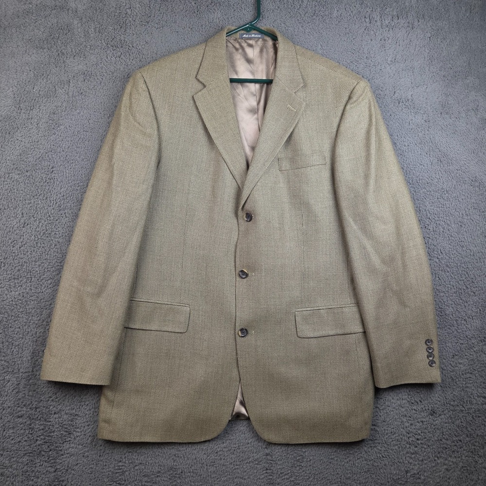Vintage Oscar De La Renta Blazer Men's 44L Silk Wool Greenish/Brownish 3 Button